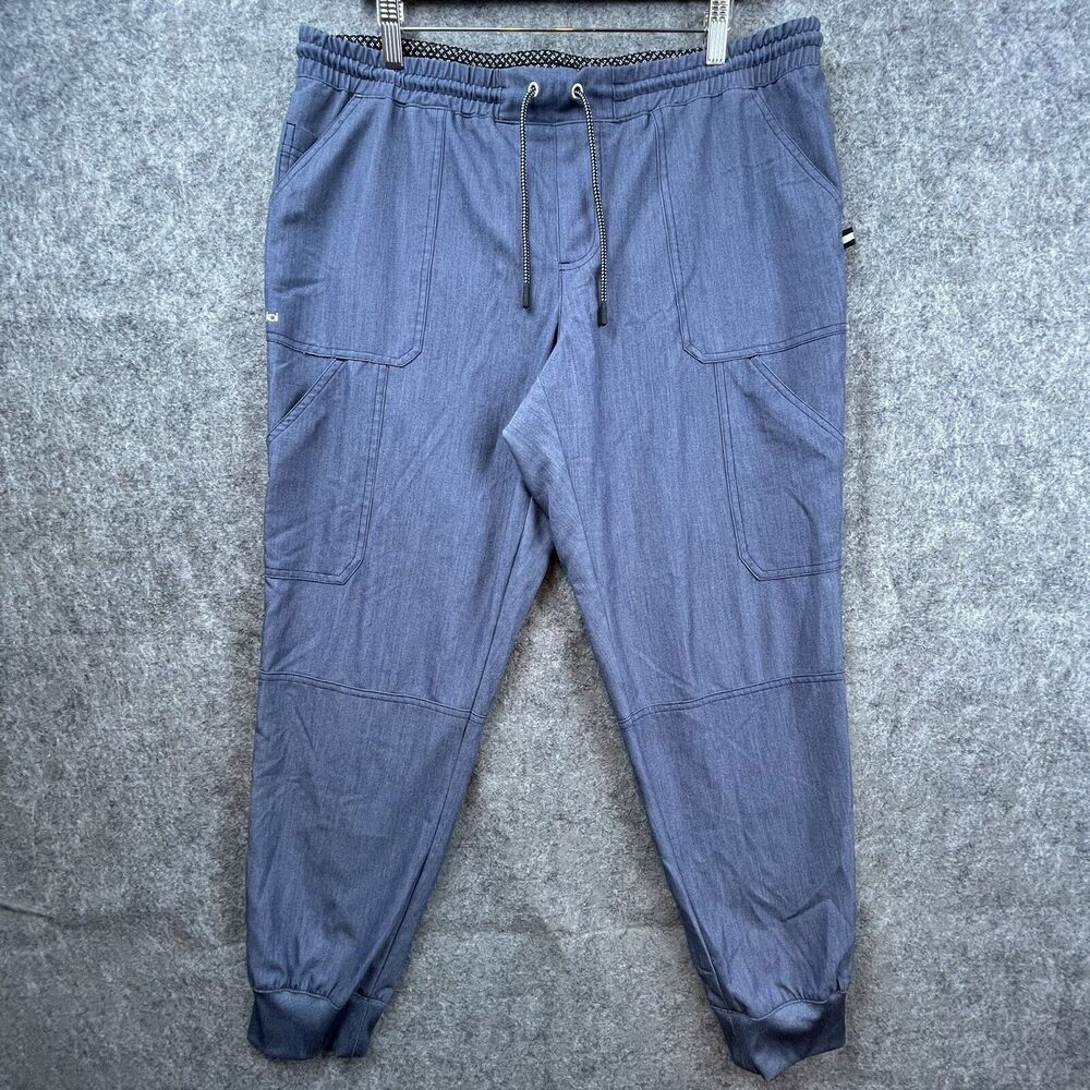 Koi Scrub Pants Mens Large Blue Drawstring Joggers Elastic Waist Cargo Medical